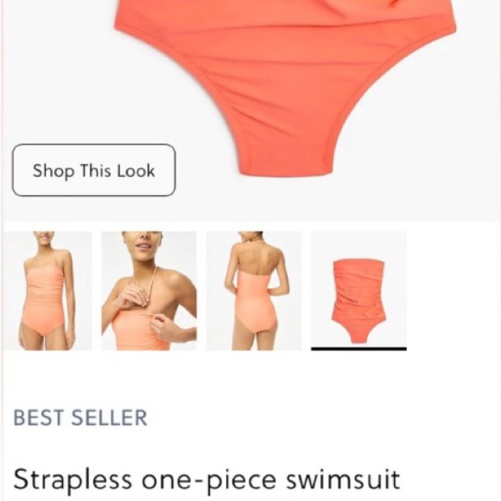 J. Crew Factory Strapless Coral One-Piece Swimsuit - Picture 2 of 6
